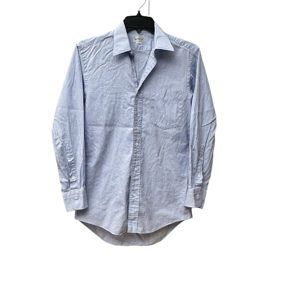 Burberrys Vintage Burberry Mens Size 36-78 Button Down Dress Shirt Blue #BB10-6